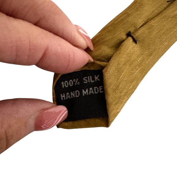 Irvine Park Gold Brown Black Silk Tie Handmade Mens Necktie Office Formal Gift - Picture 6 of 9